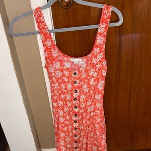 American Eagle Button-Front Floral Sundress in Orange